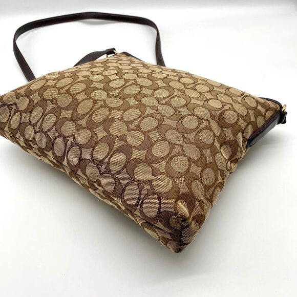 Coach Signature Khaki Canvas File Crossbody Bag F58285 w/ Wristlet - Picture 8 of 12